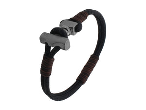 Thor Bracelet Mat Black 6mm w/ Mjolnir Lock Iced