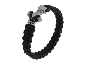 Thor Bracelet Black Braid w/ Mjolnir Lock Polished