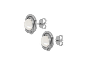 Titanic earstick with fresh water pearl white Button 7.5-8mm