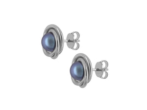 Titanic Earstick with Fresh Water Pearl M.Blue Button 7.5-8mm